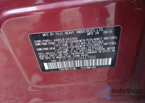 2016 Subaru Forester 2.5I Premium from USA, damaged, VIN JF2SJADC1GH447885